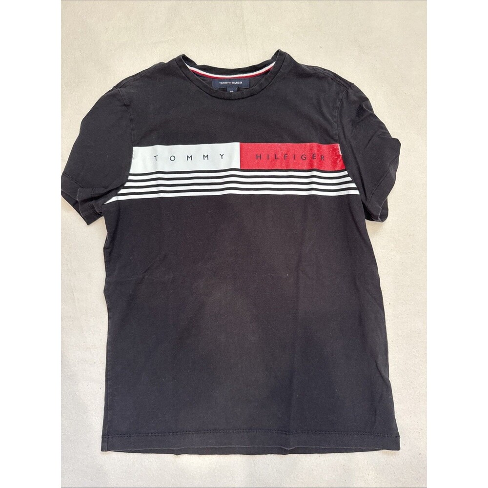 Black Tommy Hilfiger Logo T Shirt Small Flag